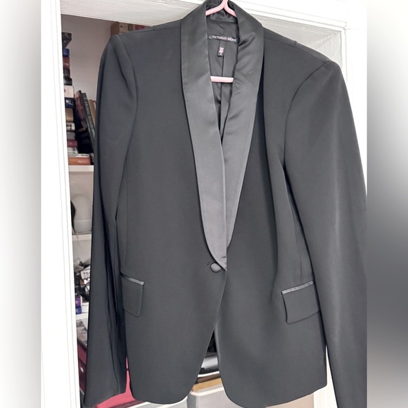 🥂Elegant Vintage Ladies Victoria’s Secret Black Tuxedo Style Suit Jacket Size 12 - Picture 1 of 16